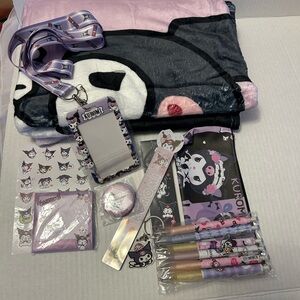 Kuromi Stationery Set with Pencil Case and Pens & Plush Throw